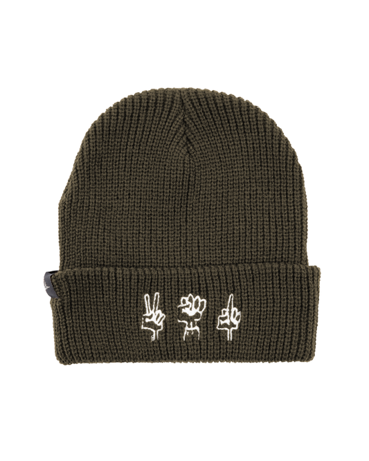 Hand Signals Beanie - Army Green